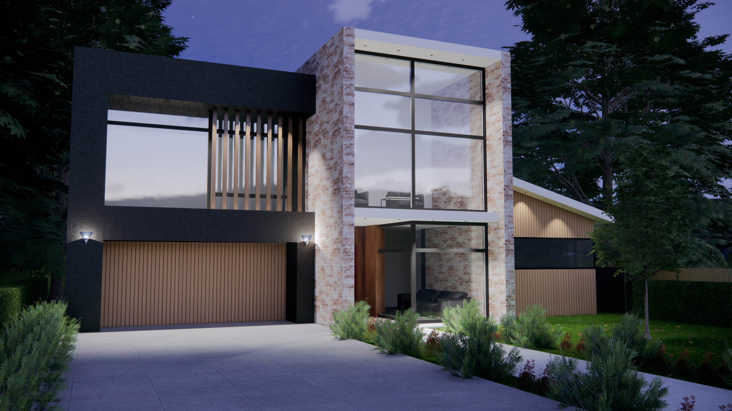 Render of a contemporary, two storey concept home