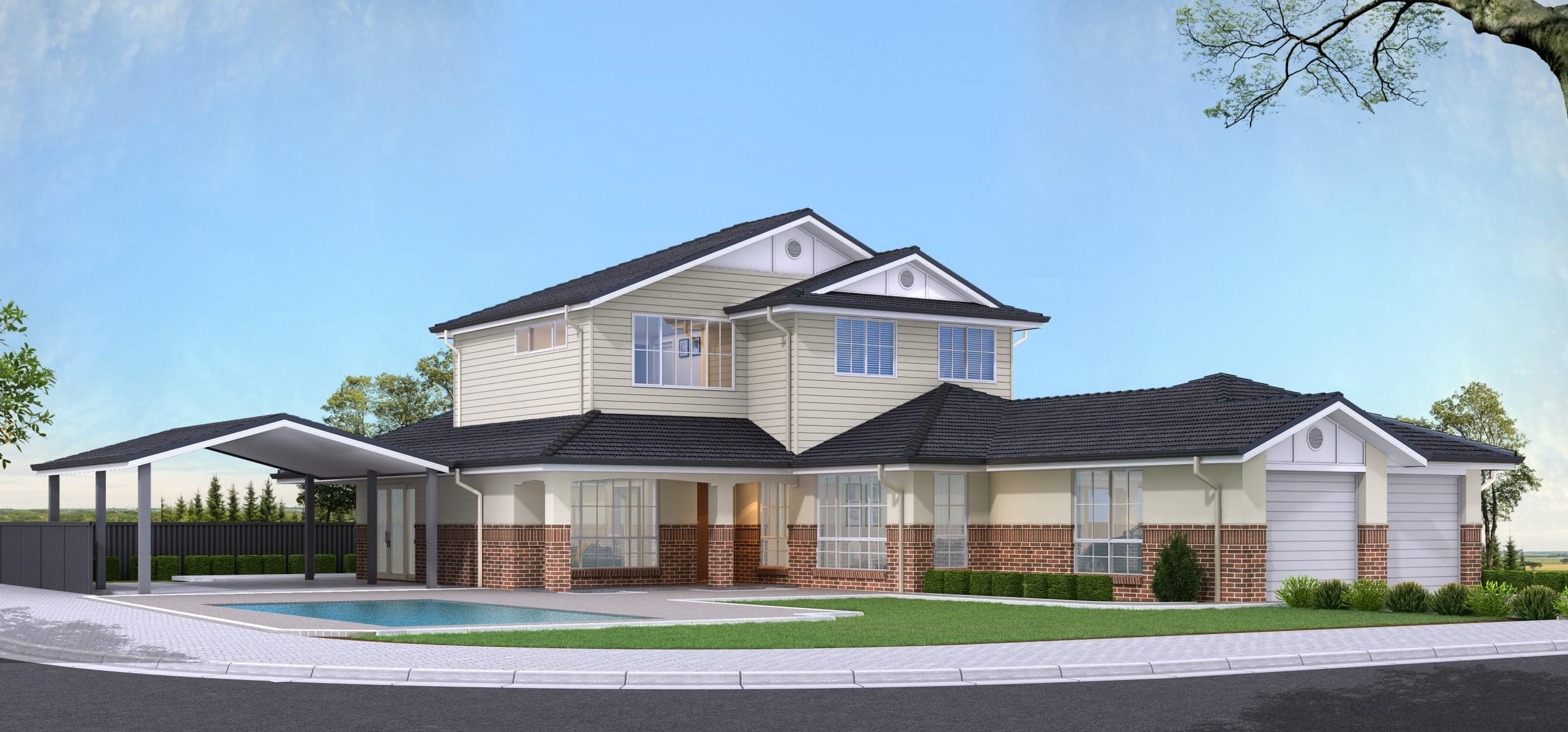 Render of a first floor addition to a home in Harrington Park