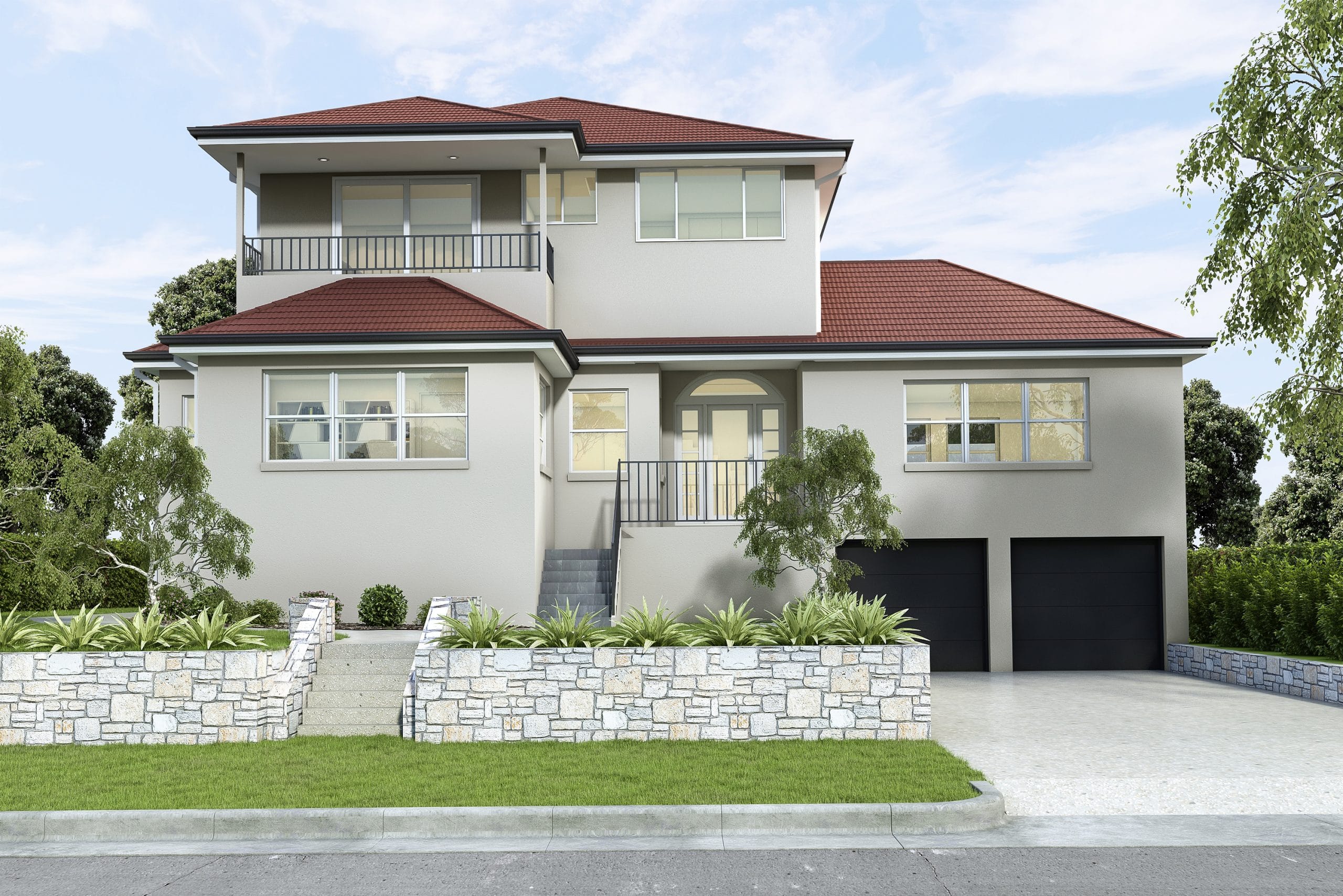 Render of a first floor addition & balcony to a home in Lane Cove North