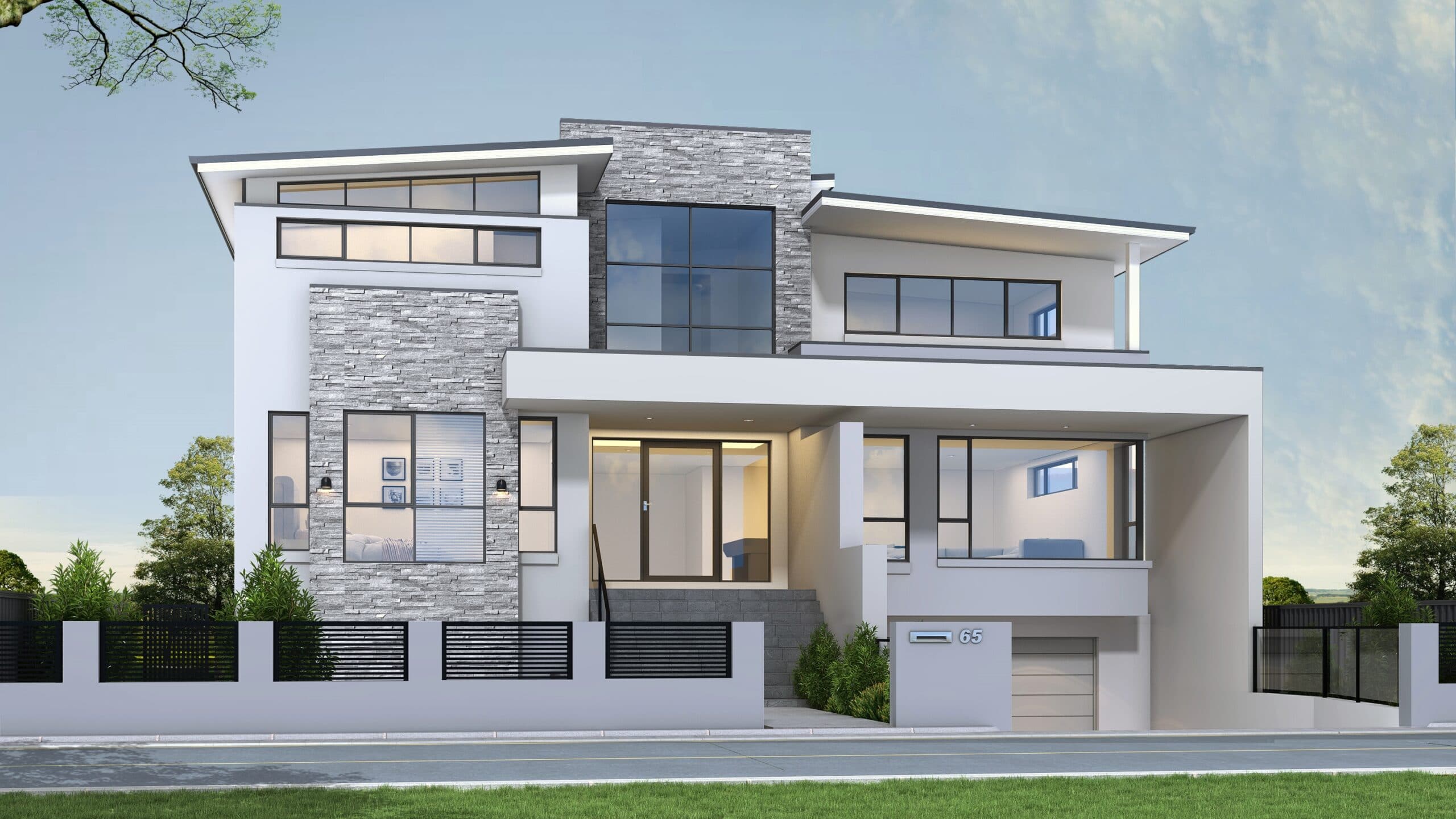 Render of a modern, two storey home with basement in Oatlands