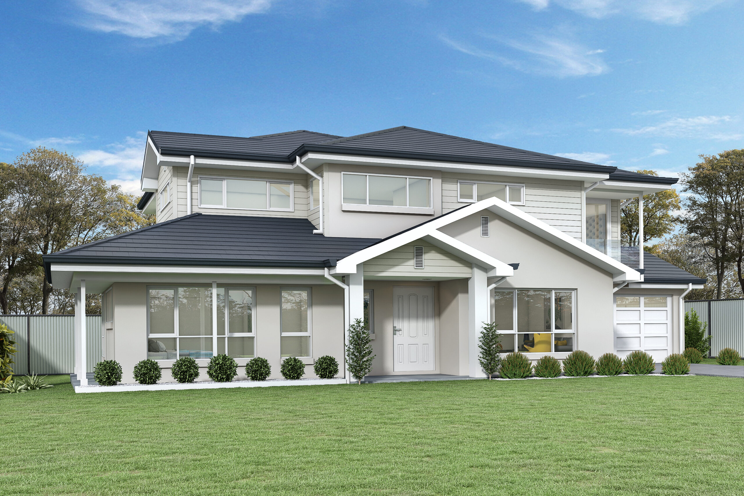 Render of a modern, two storey home located in Catherine Fields