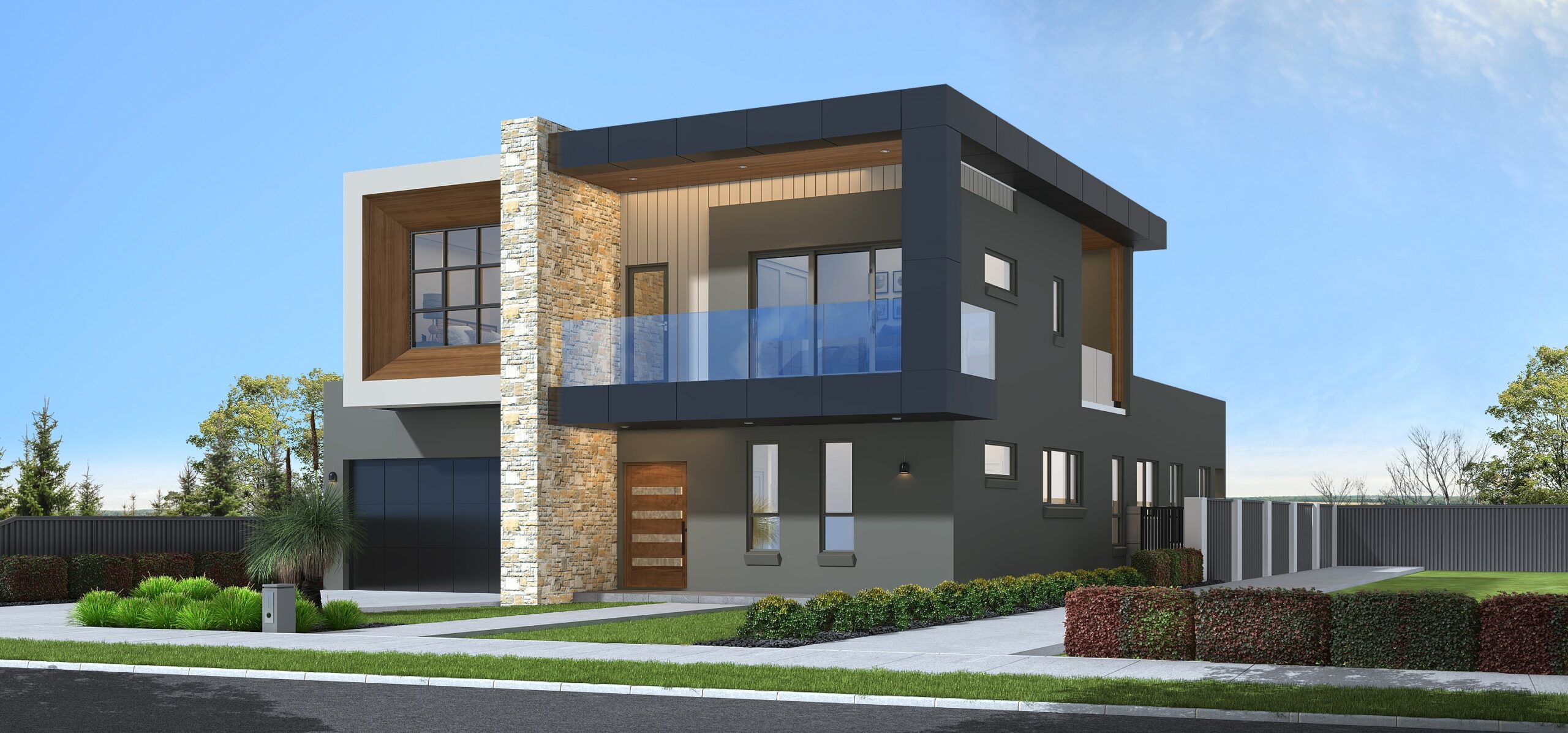 Render of a modern, two storey home in Oran Park